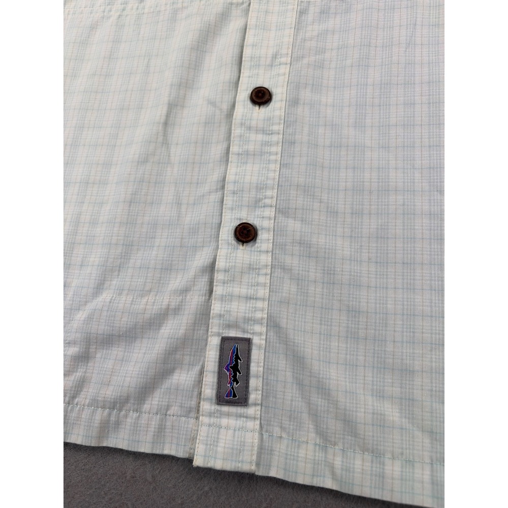 Patagonia Mens Short Sleeve Button Down Plaid Fishing Shirt Blue Medium - Picture 6 of 9